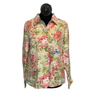 Appleseed's 100% Cotton Floral Button Down Jacket Blazer Women's Size 8P